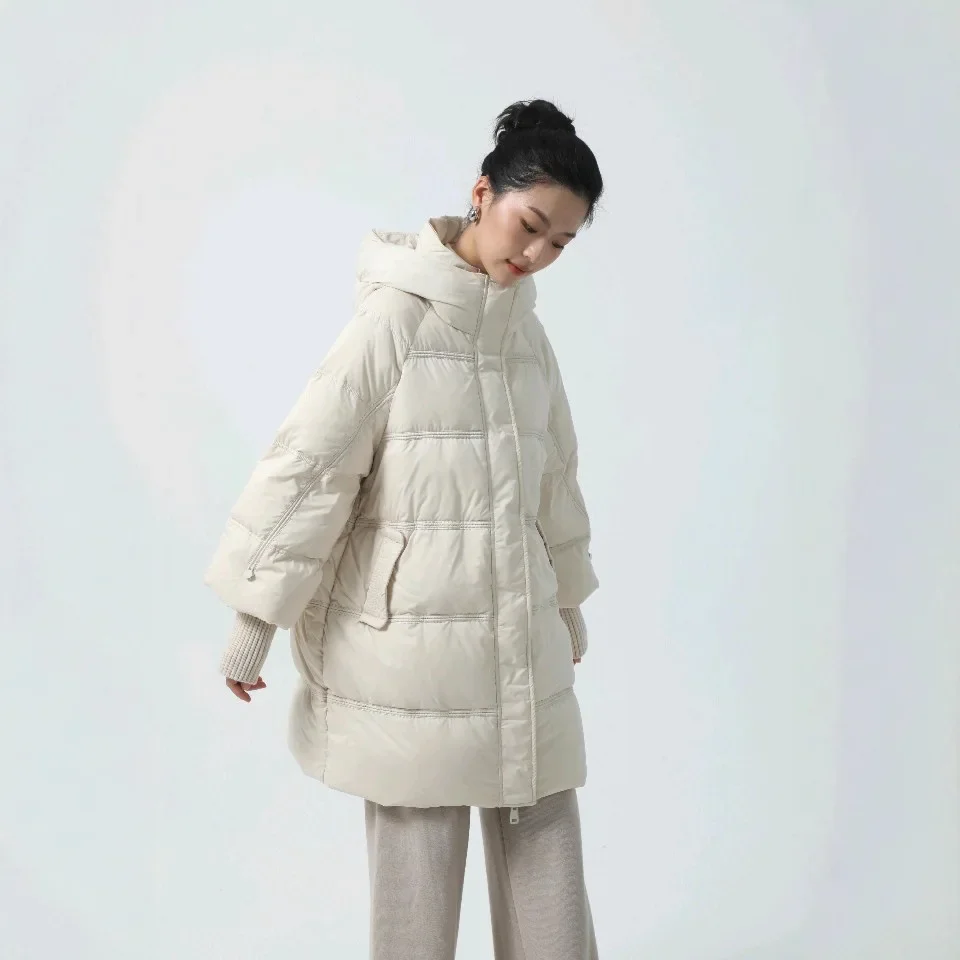 2025 شتاء جديد 90 بطة بيضاء أسفل المرأة مقنعين أسفل سترة التنقل سترة الموضة