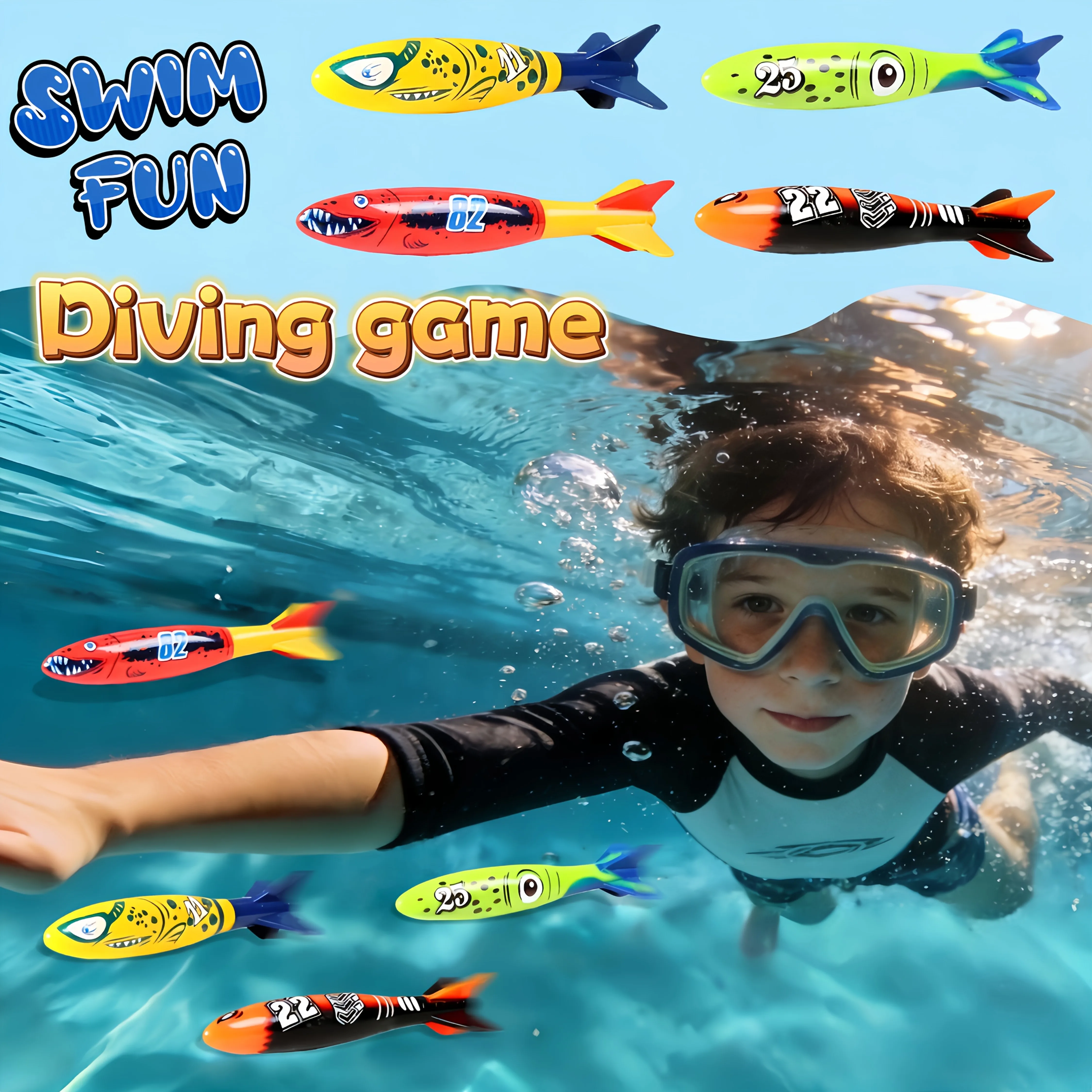 

4pcs Diving Torpedo Pool Toys | Summer Water Toys, Throwing Games, Bath Toys,Beach & Pool Toys,Outdoor Water Entertainment Gifts