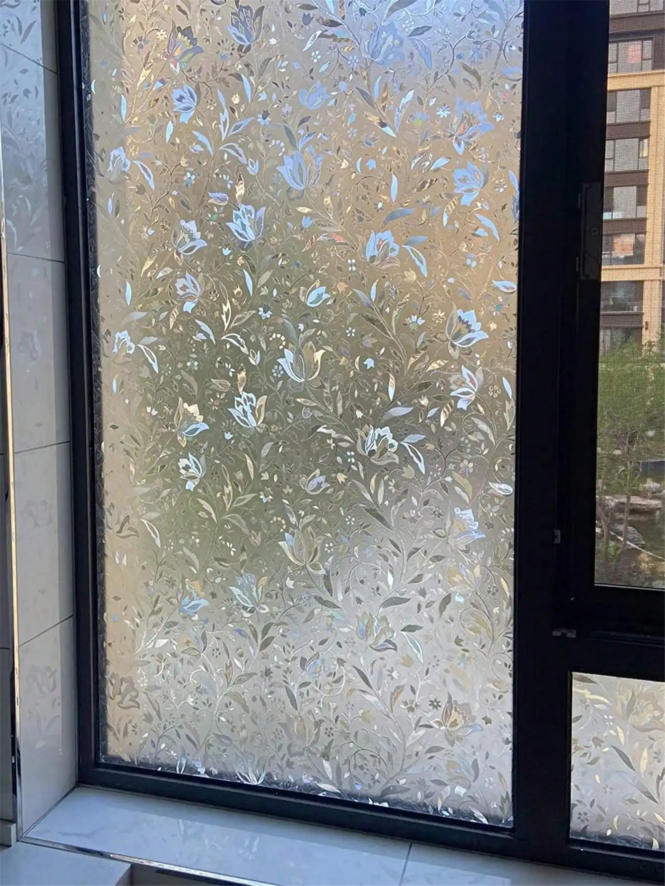 3D-Buntglas-Fensterfolie, Sichtschutz, dekorativ, Anti-UV, Sonnenschutz, Wärmekontrolle, statisch haftend, abnehmbar, für Zuhause, Schlafzimmer, Büro