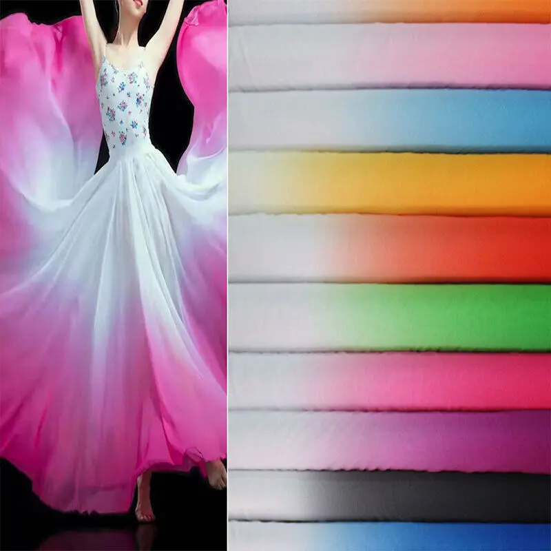 100x150cm Gradient Color Shade Fabric Summer DIY Dance Costume Dress 100D Chiffon 2 Tone Material Clothing Accessories