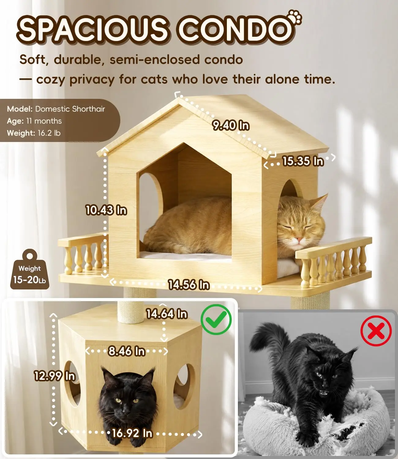 Solid Wood Cat Tower 54