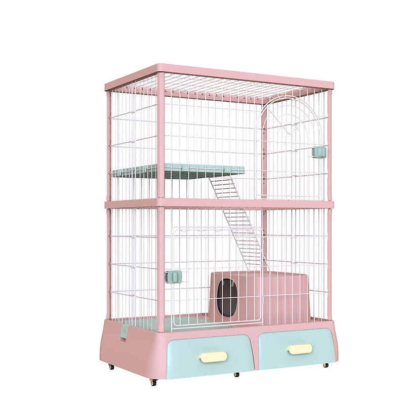 New Latest Design 2 Layer 3 Layers Steel Cat House Play Cage With Litter Box And Storage