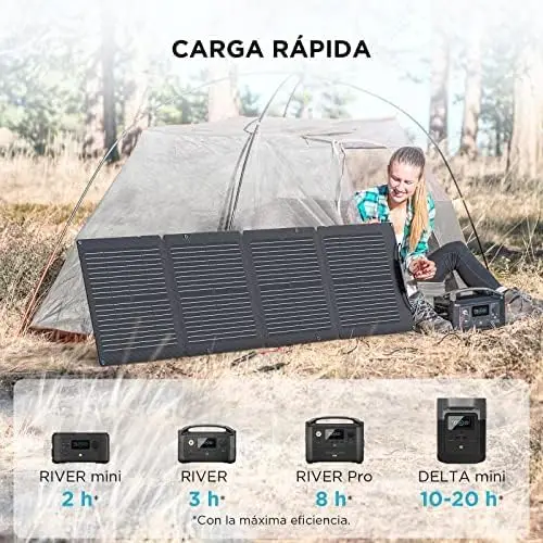 110W Portable Solar Panel, Foldable with Carry Case, High 23% Efficiency, IP68 Water & Dustproof Design for Camping, RVs