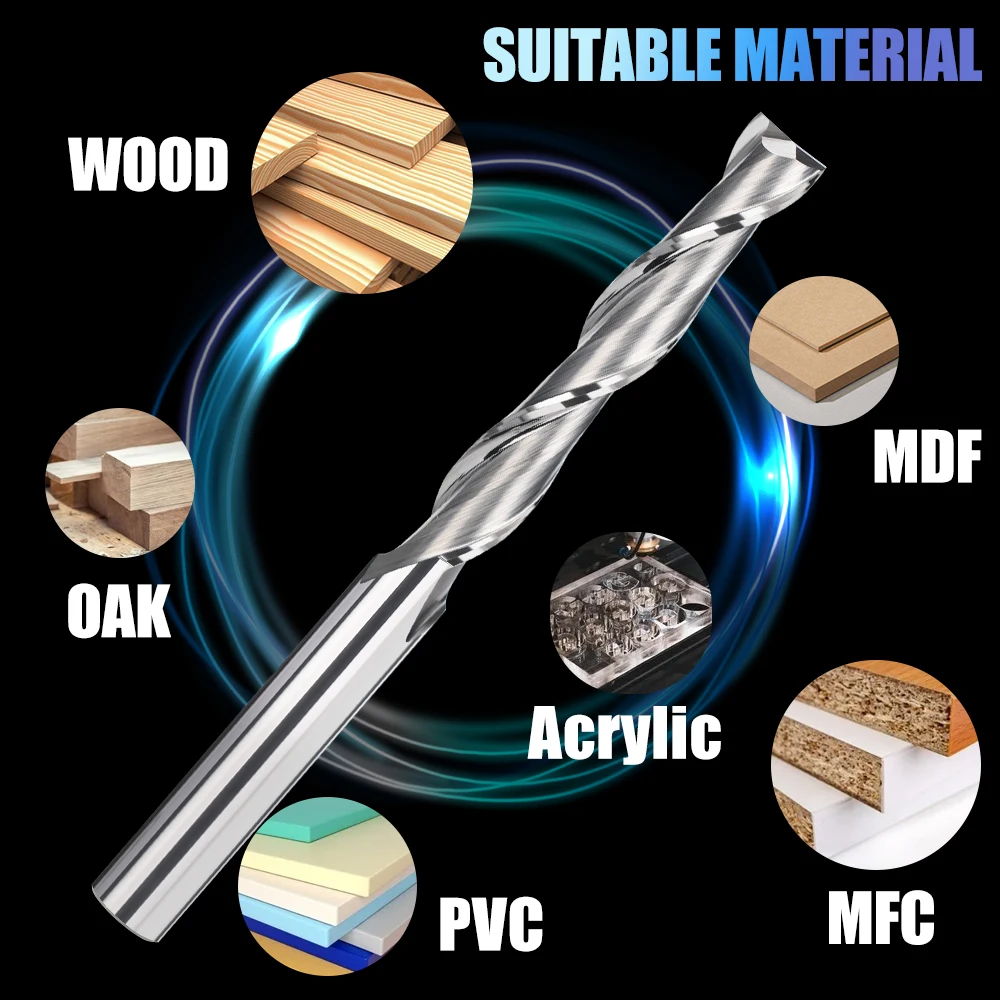 Imagem -05 - Xcan-fresa Flauta Flat End Mill Cnc Espiral Router Bit Gravura Bit para Madeira Pvc Mdf Carbide End Mill 175 mm mm Milímetros 12 Milímetros