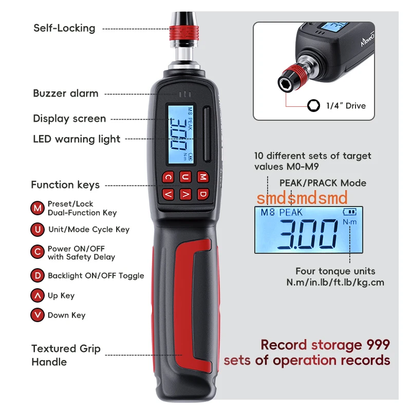 Digital Torque Screwdriver Kit 0.2-10Nm High Accuracy1/4