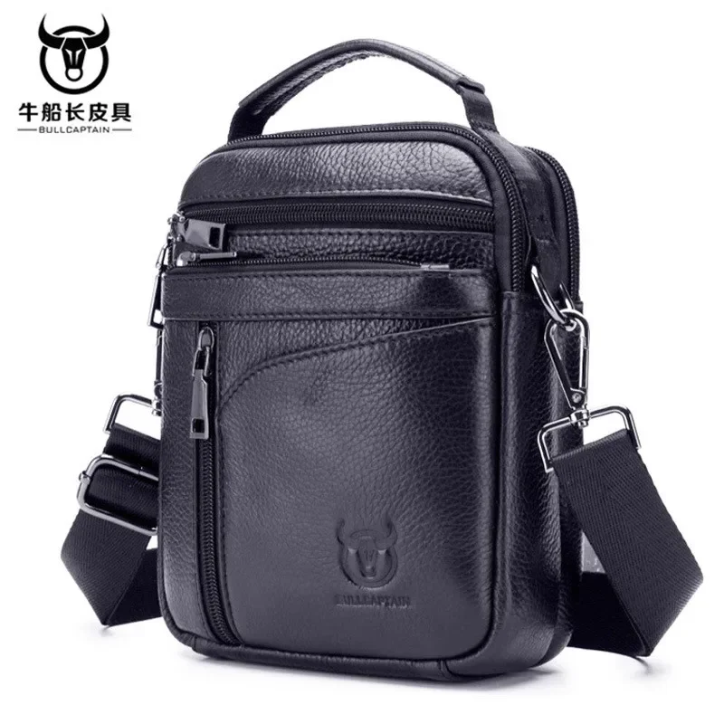 BULLCAPTAIN 2024 Brand Leather Men Bag Casual Business Leather Mens Shoulder Messenger Bag Vintage Men\'s Crossbody Bag male