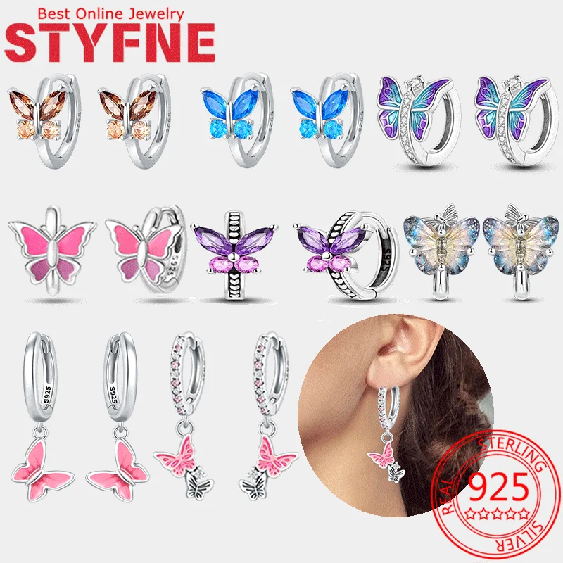 

Butterfly Earring for Women 925 Sterling Silver Hoop Earring Jewelry Fashion Graduation Birthday Gifts for Girls Teen