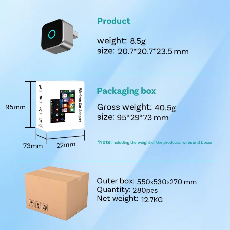 Mini cube wireless CarPlay adapter Android Auto car interconnection box CP88-M, CP88-M2