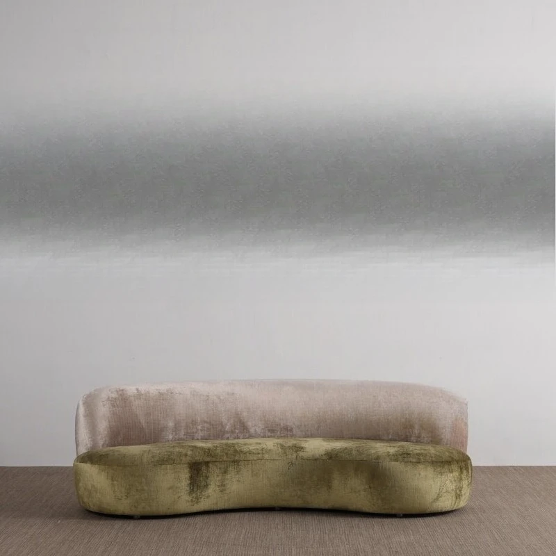 Medieval wabi-sabi designer size apartment model room reception chenille color matching curved sofa