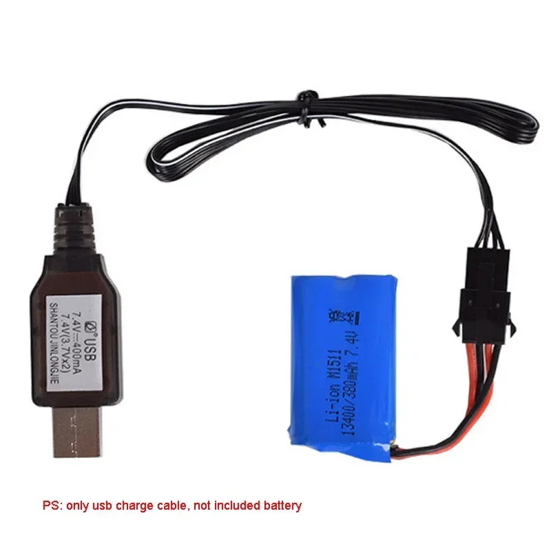 7.4v USB Charge Cable (3.7v x2) Charger SM-4P+ or SM-4P- Plug Li-ion Battery for Electric RC Toys Car boat SM-4P Battery