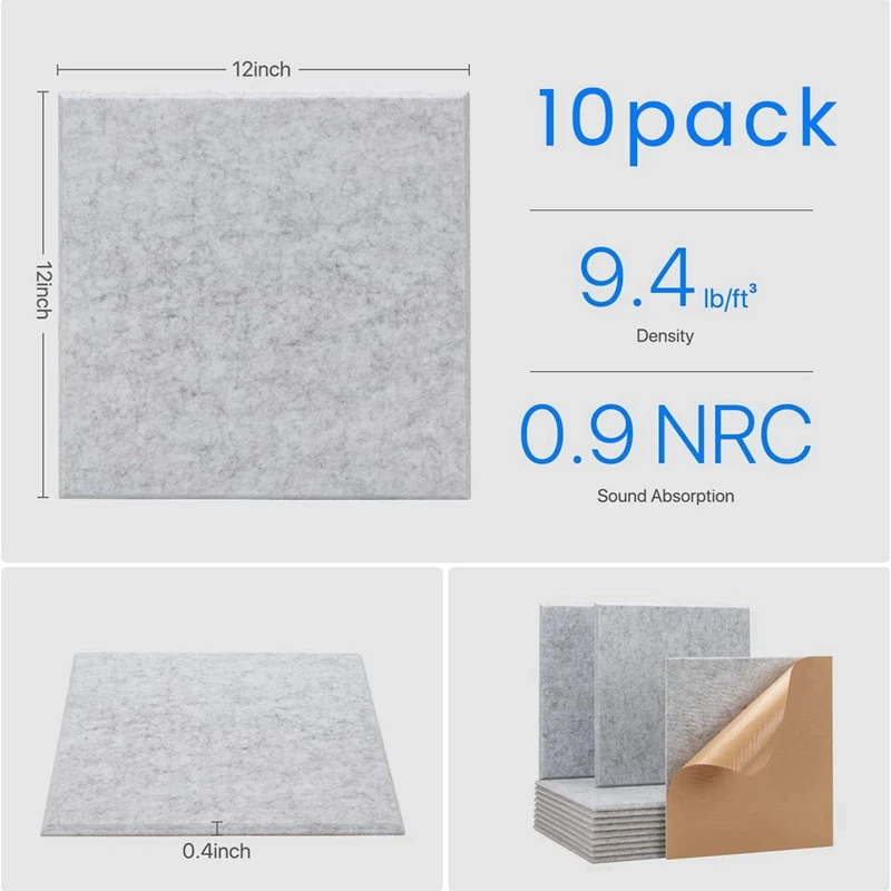 20Pack Sound Proof Panels For Walls,Self-Adhesive Acoustic Panels 12X12x0.4In For Recording Studio,Office,Home,A