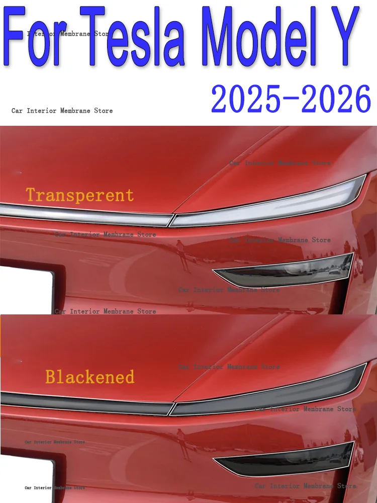 

For Tesla Model Y (2025-2026) TPU smoked black light film modification accessories, car light protection film