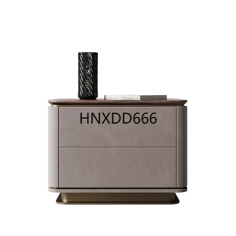 Villa light luxury black walnut bedside table