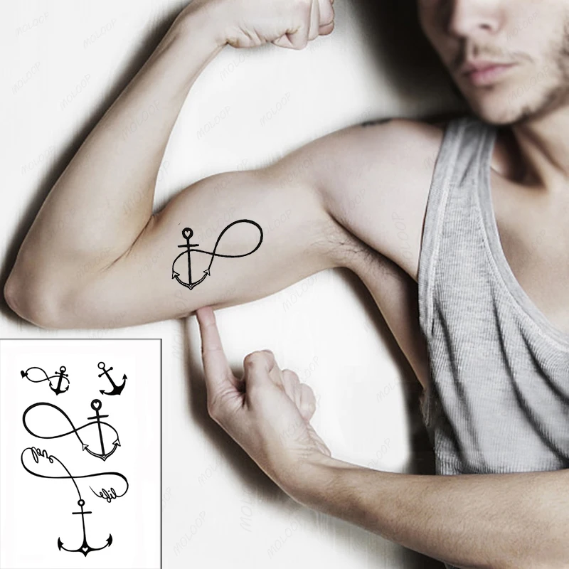 

Татуировки Наклейки Восемь Узор Стрела Якорь Любовь Сердце Поддельные Татуировки для Женщин Мужчин Водонепроницаемые Временные Вечерние Руки Рука Боди-Арт