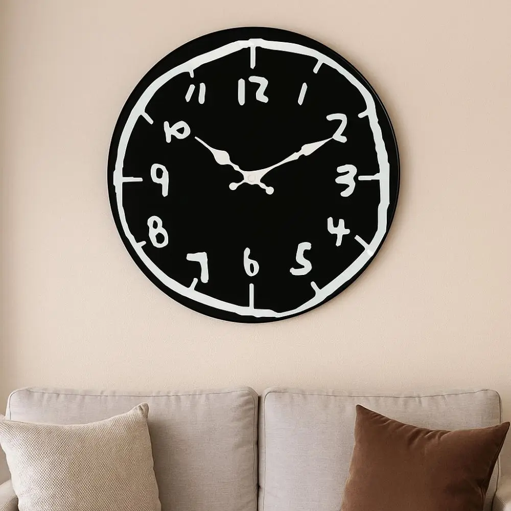 30cm Size Digital Wall Clock Special Design Silent Mechanism Creative Clock Graffiti Painting Minimalist Silent Wall Clock