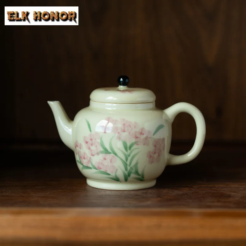190ml Pure Hand-painted Tulip Teapot Ancient Tea Infuser Pot Tea Brewing Kettle with Filter Oolong Tea Teaset Accessories Craft
