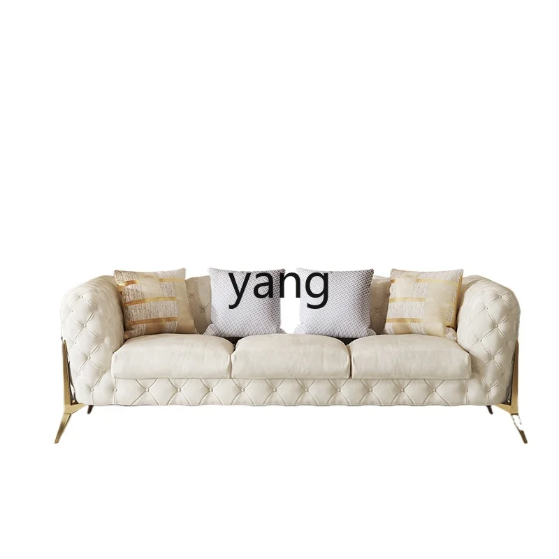 

XYY light luxury Jenny pull button flannel sofa cream wind living room large flat sofa combination