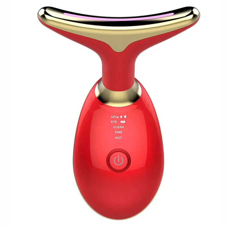 Home Use Beauty Equipment 3 Colors LED EMS Face & Neck Lifting Massager Face Slimming Device