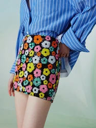 Floral Sequins Embroidery High Waist Short Skirt High Quality Luxury Mini Skirt 2024 Spring/Summer New in Sexy Women Clothes