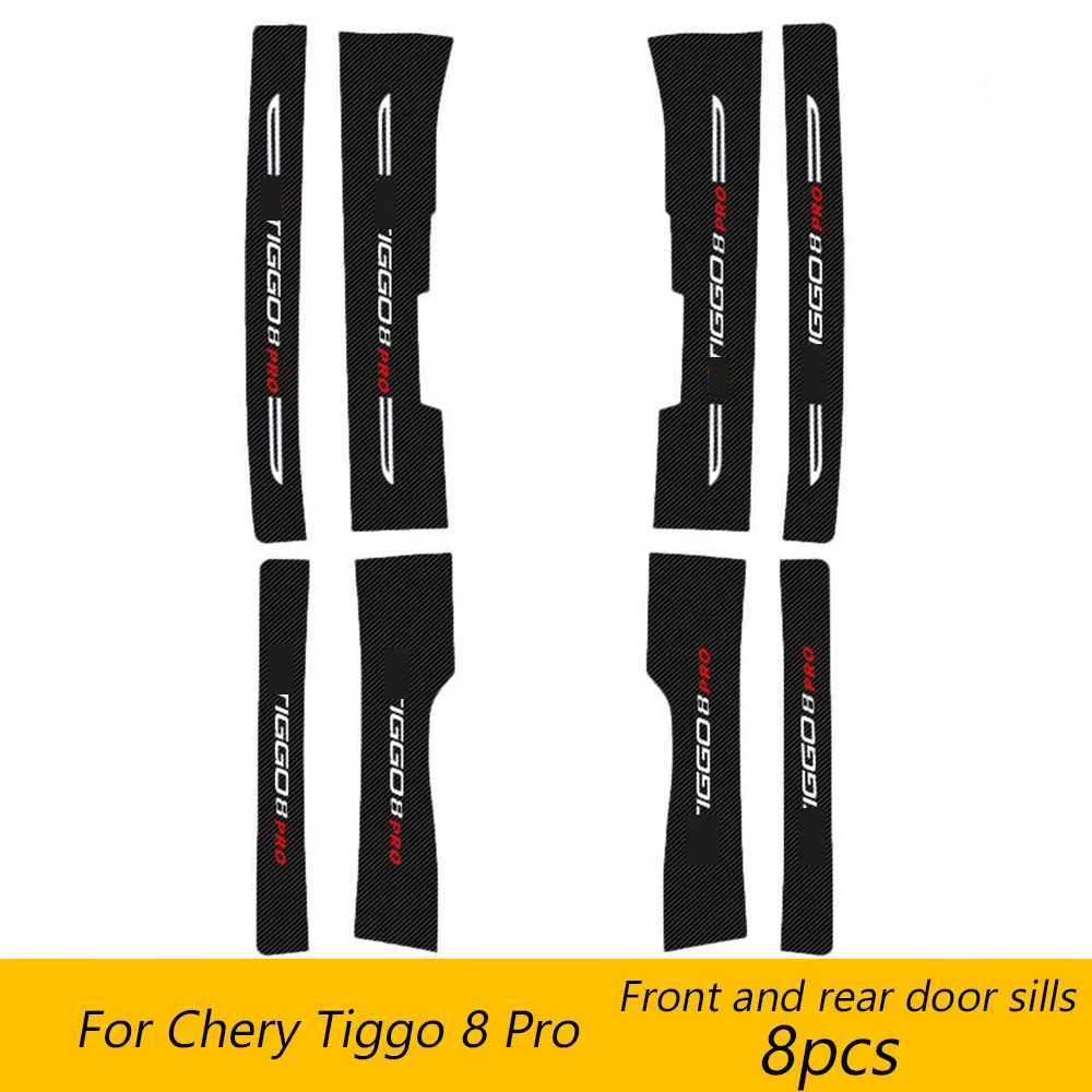 

For Chery Tiggo 8 Pro 2022 2023 Accessories Car Door Sill Leather Stickers Protection Plate Carbon Tailgate Threshold Strip