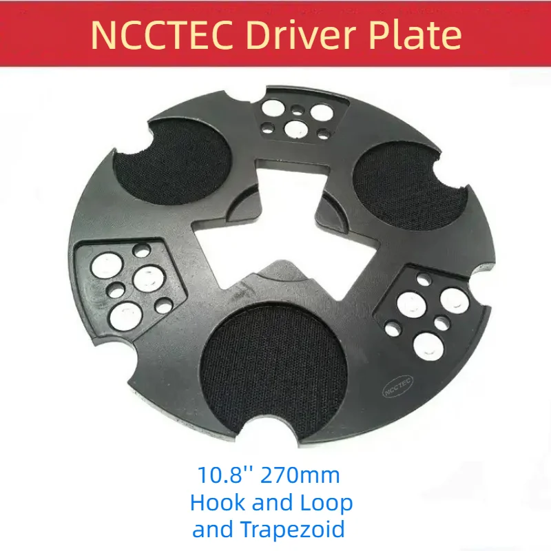 10.6'' HTC Diamond Driver Plate Magnetic Adapter Disk Carrier Holder to Use 3 Trapezoid Grinding Blocks 3 Resin Polishing Pads