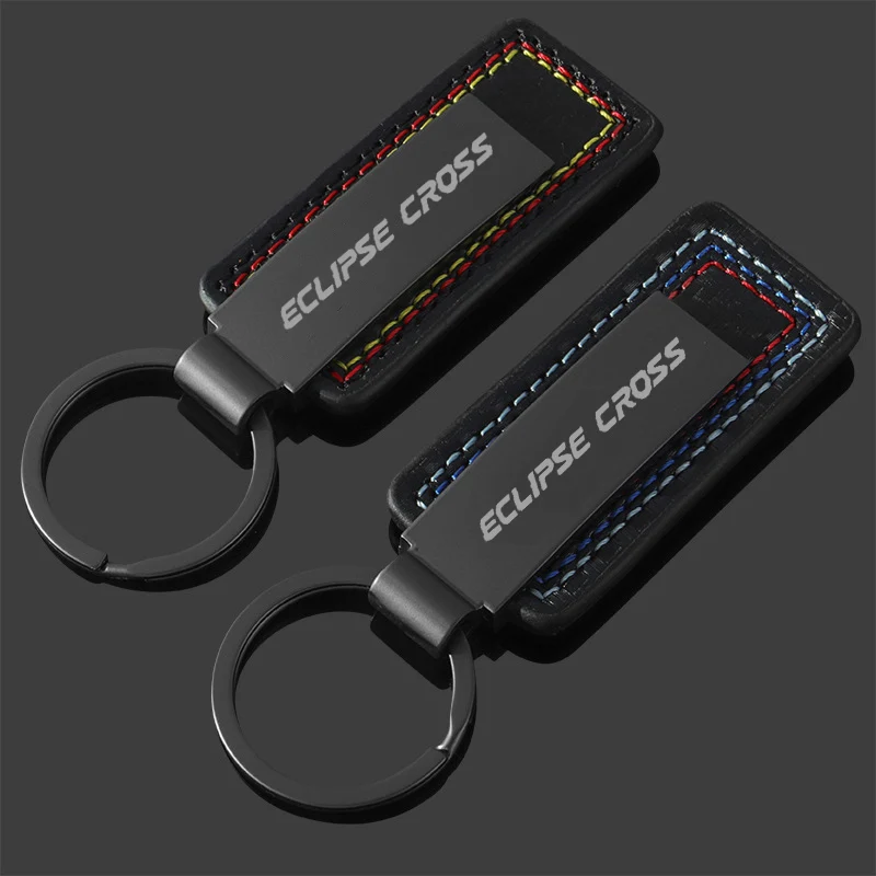 

Брелок для ключей из углеродного волокна и кожи с эмблемой Mitsubishi Eclipse Cross, кольцо-подвеска, подарок, украшение
