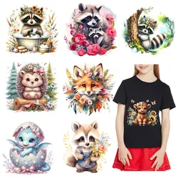 Cute Fox Dinosaur Hedgehog Patterns Iron on transfer for Children's clothing dtf transfers ready to press Heat Transfer Printing