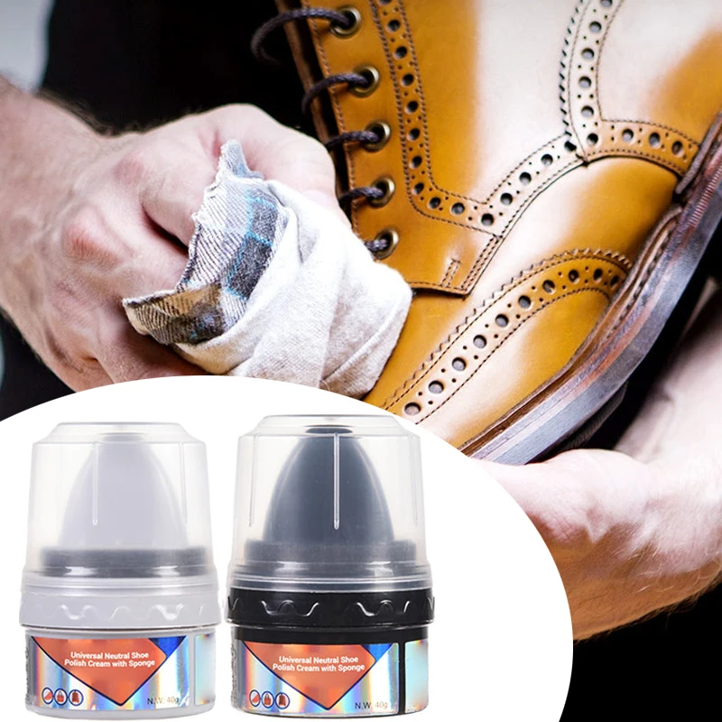 Universal Neutral Shoe Polish Cream with Sponge Leather Polish Cream Maintenance Oil Multipurpose Colorless Paste Shoe Shining