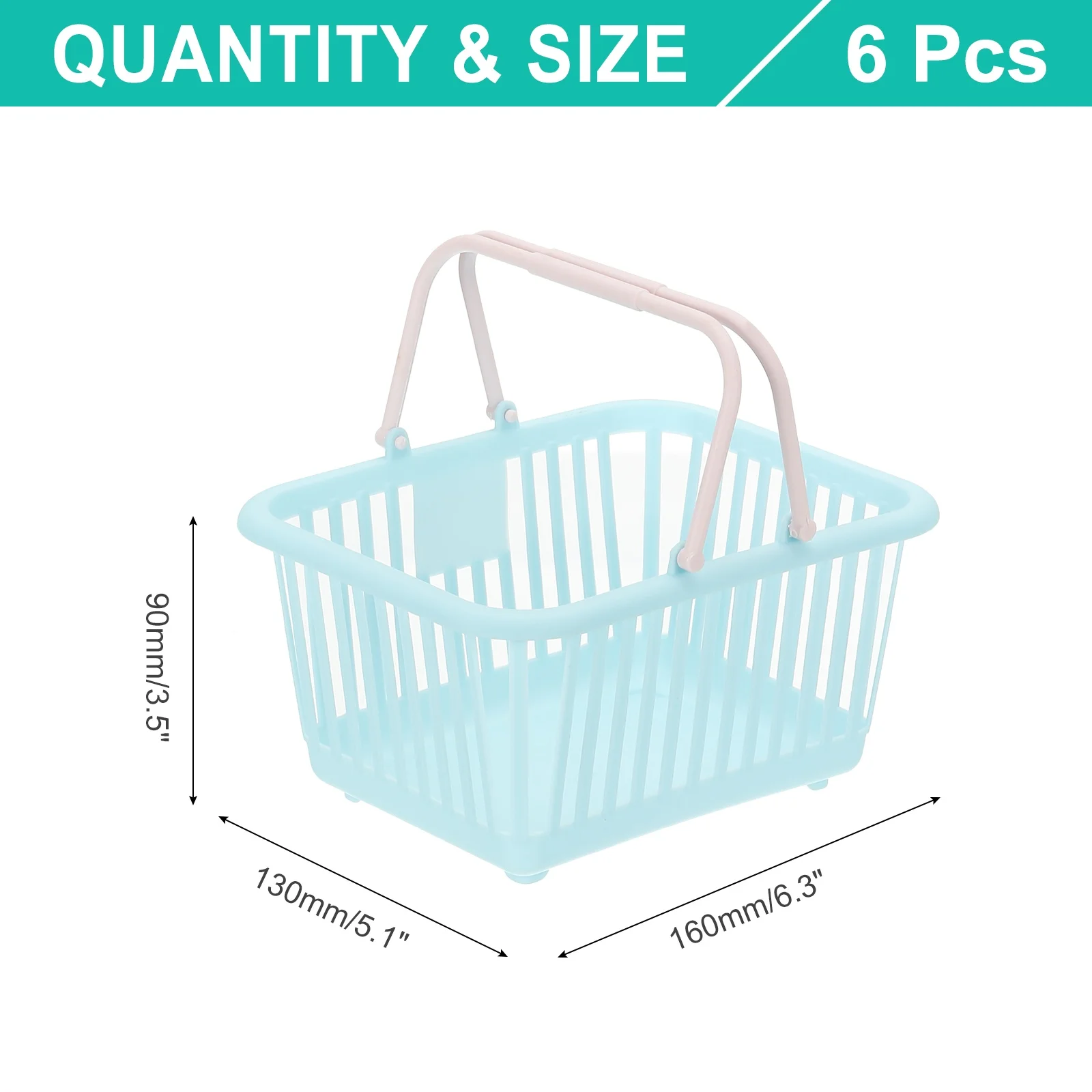 Mini Shopping Basket Small Plastic Basket Mini Storage Basket Grocery Tiny with Handles Organizer Filtered Water for Fruits 6pcs