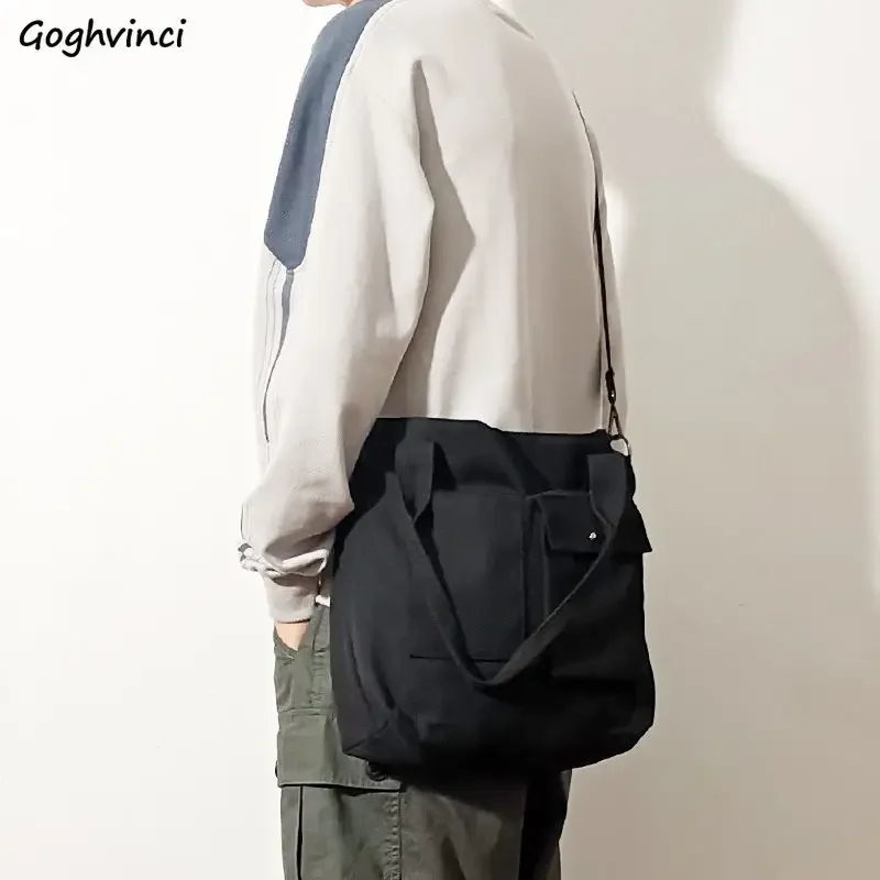 Crossbody Bags Men Canvas Simple High Quality Large Capacity Fashion Handbags Shoulder Bag Chic Harajuku Korean Style Students