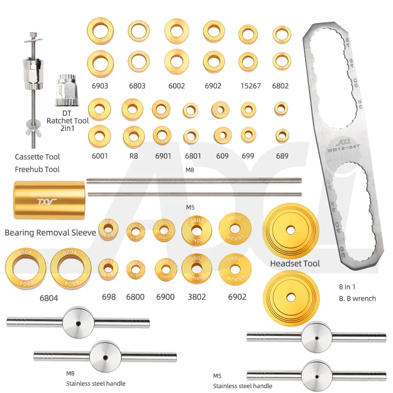 Aluminum Alloy Bicycle Bearings Pressing Tool Barrel Shaft Bearing Installation Removal Hub Tower Quick Release Wheel Set Tool