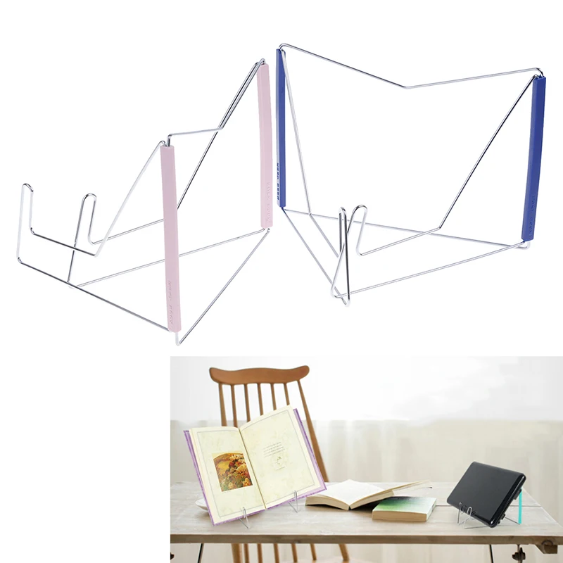 Support de tablette de lecture pliable mains libres, support de lecture en acier inoxydable