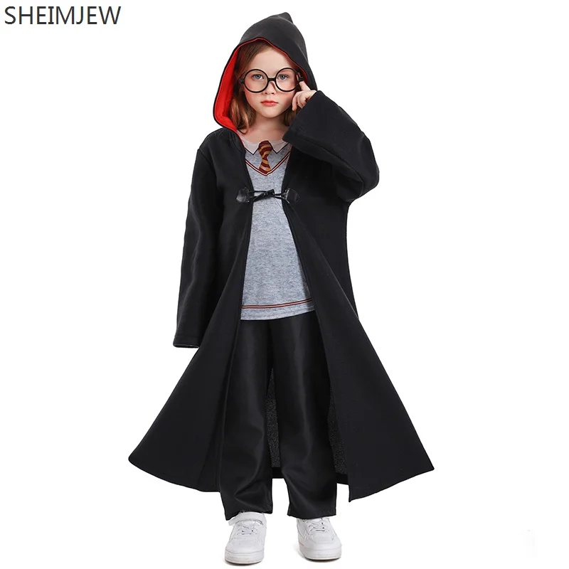 

New Boys Girls Wizard Cosplay Costume Magic Robe Unisex British Style College Costumes Halloween Carnival Party Party Dress Up