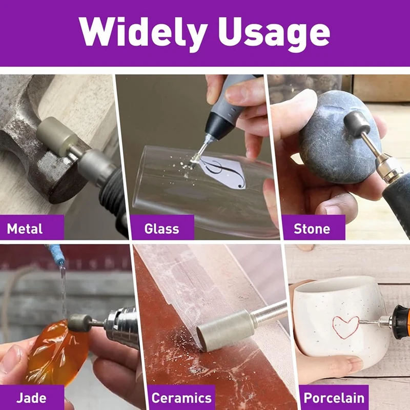 ABNO-Stone Carving Set Diamond Grinding Bit Compatible With For Dremel, 50Grit 24PCS Polishing Kit Diamond Bits