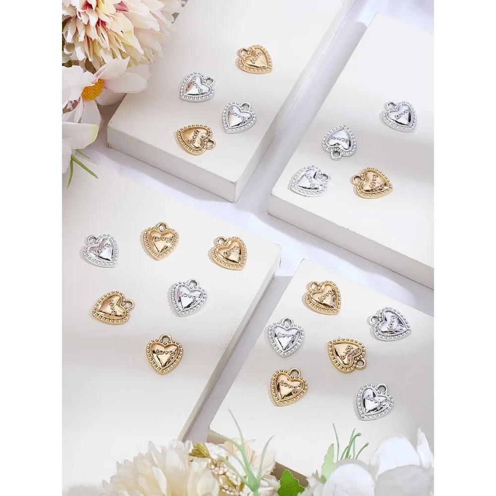 20 шт. 2 цвета сердце со словом любовь подвески висячие подвески орнамент ретро кулон аксессуары для изготовления ювелирных изделий DIY ожерелье