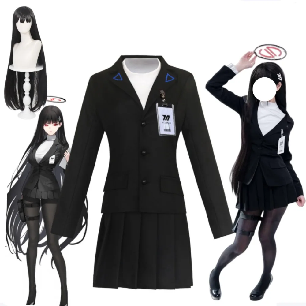 

Blue Archive Tsukatsuki Rio President Black Business Suit Uniform Cosplay Costume Full Set Women Halloween Comic Con Outfit