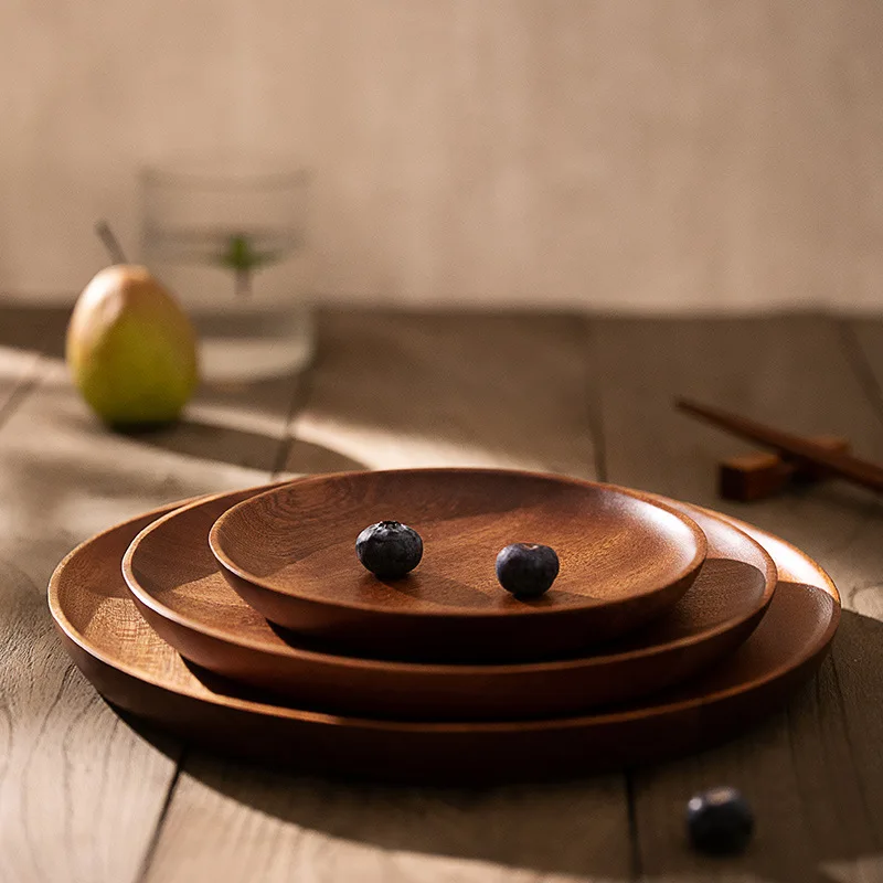 

Liduan Круглый поднос из африканского красного дерева, обеденная тарелка, тарелка из цельного дерева, блюдо, посуда, маленькая тарелка для чашки для домашнего использования
