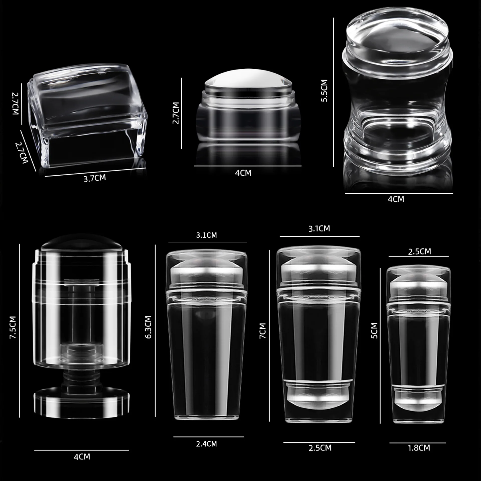 سيليكون شفاف مسمار الفن ختم لطباعة الأظافر الفرنسية DIY بها بنفسك مانيكير لوحة ختم قالب الاستنسل ختم الختام مكشطة