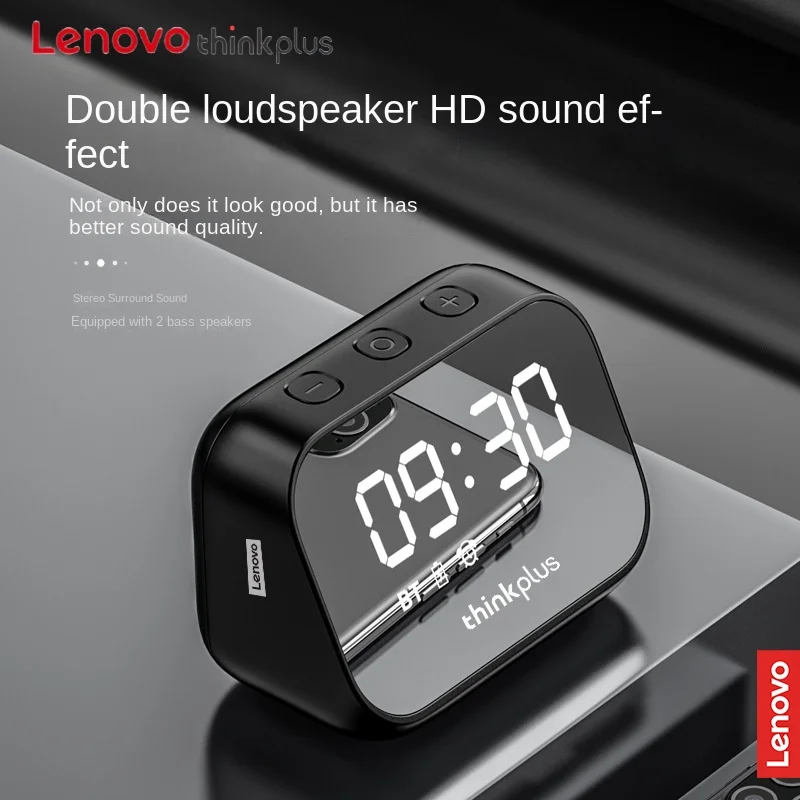 Lenovo TS13 Cute Mini Bluetooth Speaker Portable 5.0 Digital Display Screen Alarm Clock Clock HD Call Holiday Gift Wholesale