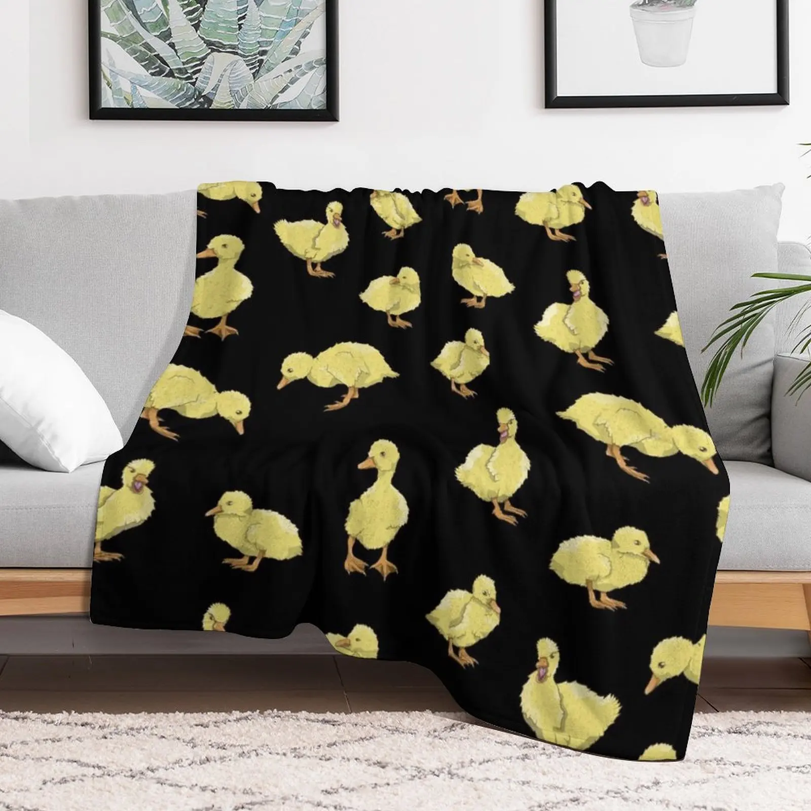 Cute Yellow duckling pattern Throw Blanket Soft Plaid Blankets For Baby Furry Blankets