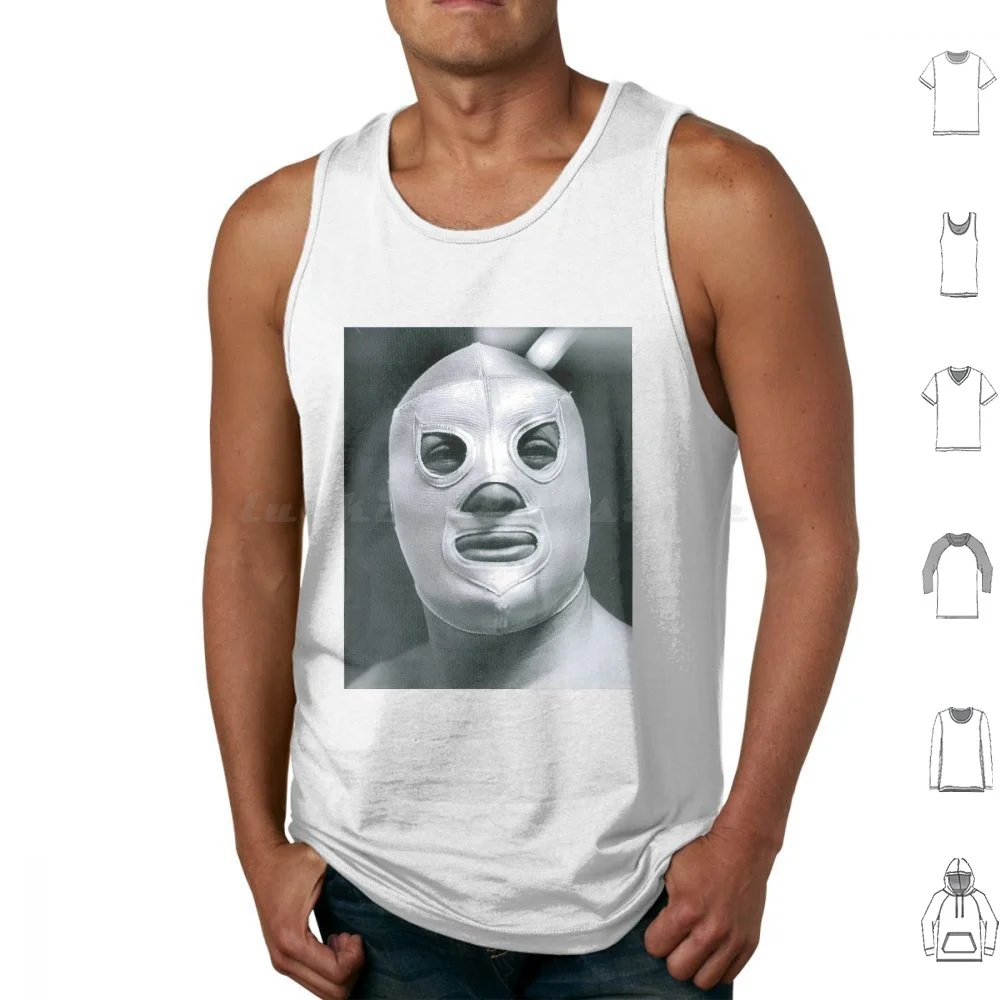 Luchador Camisetas sin mangas con estampado de algodón Luchador Vintage Lucha Libre Divertido lucha enmascarado Retro Wrestler Mexicano 80s Cool Black