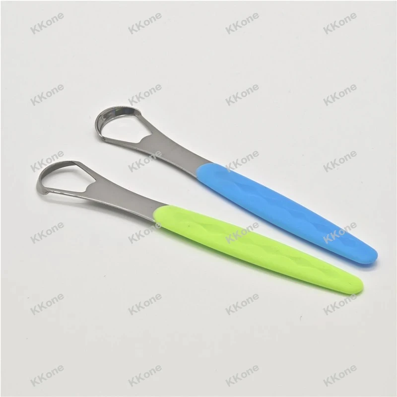 30Pcs Tongue Cleaner Brush 410 Stainless Steel Soft Grip Handle Blister Packaging Oral Health Cleaning