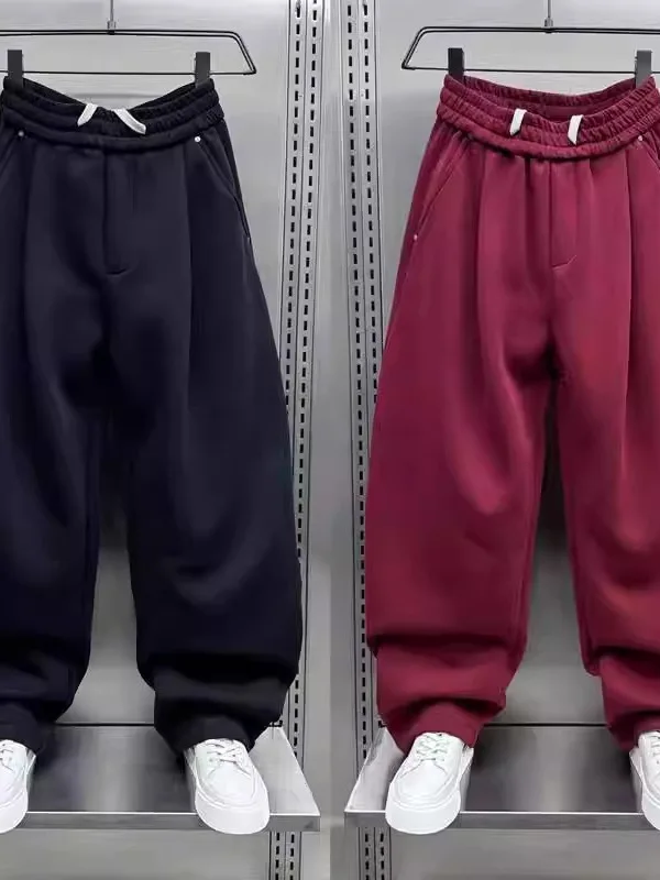 

plus Size Men's Casual Harlan Pants Wide Leg Knife Trousers Loose Fit Flat Front High Waist Cotton Color Summer Fa...