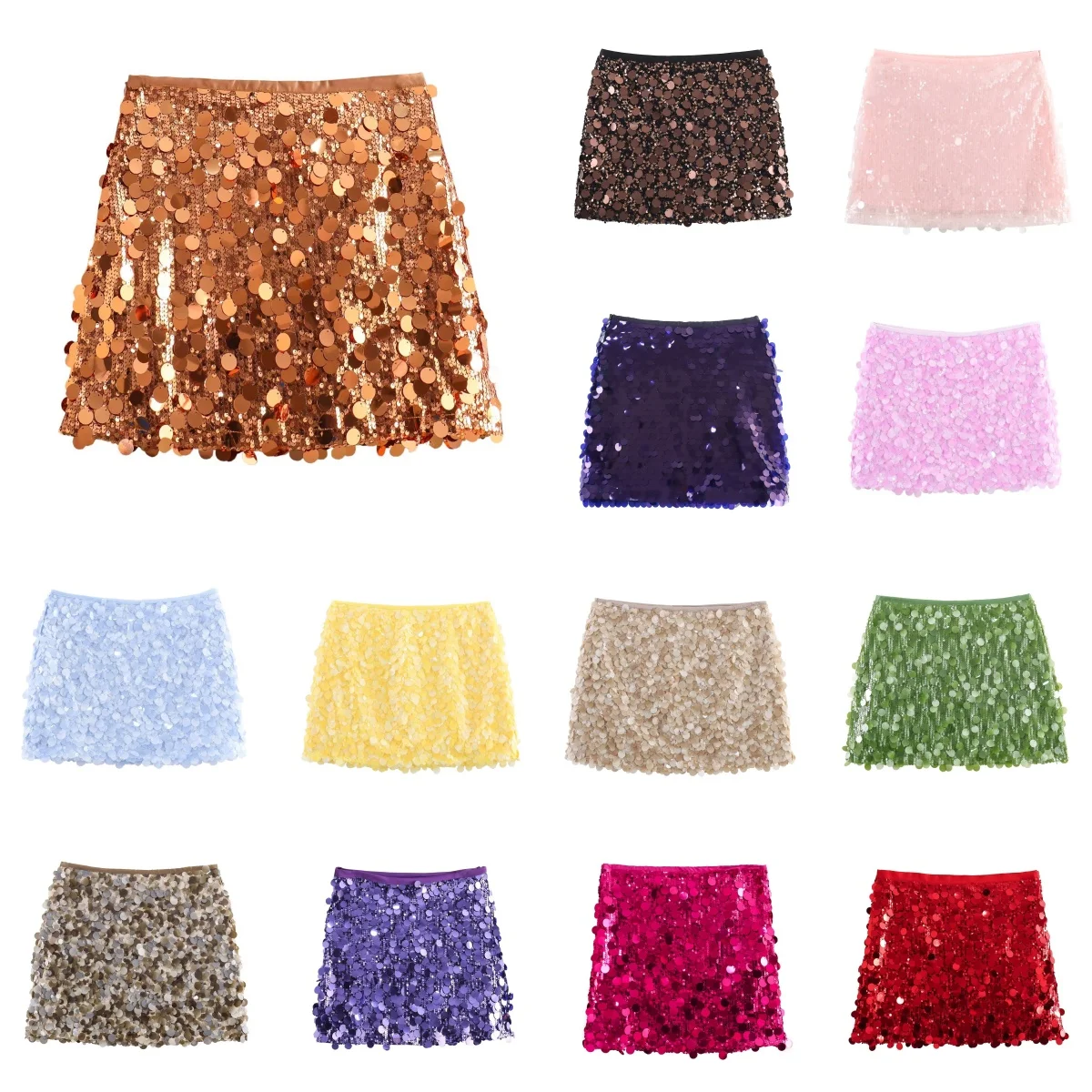 

Блестящая мини-юбка с пайетками 2026 для женщин: для вечеринок, ночных клубов, дискотек. Сексуальная короткая юбка с высокой талией для фестивалей и рейвов.