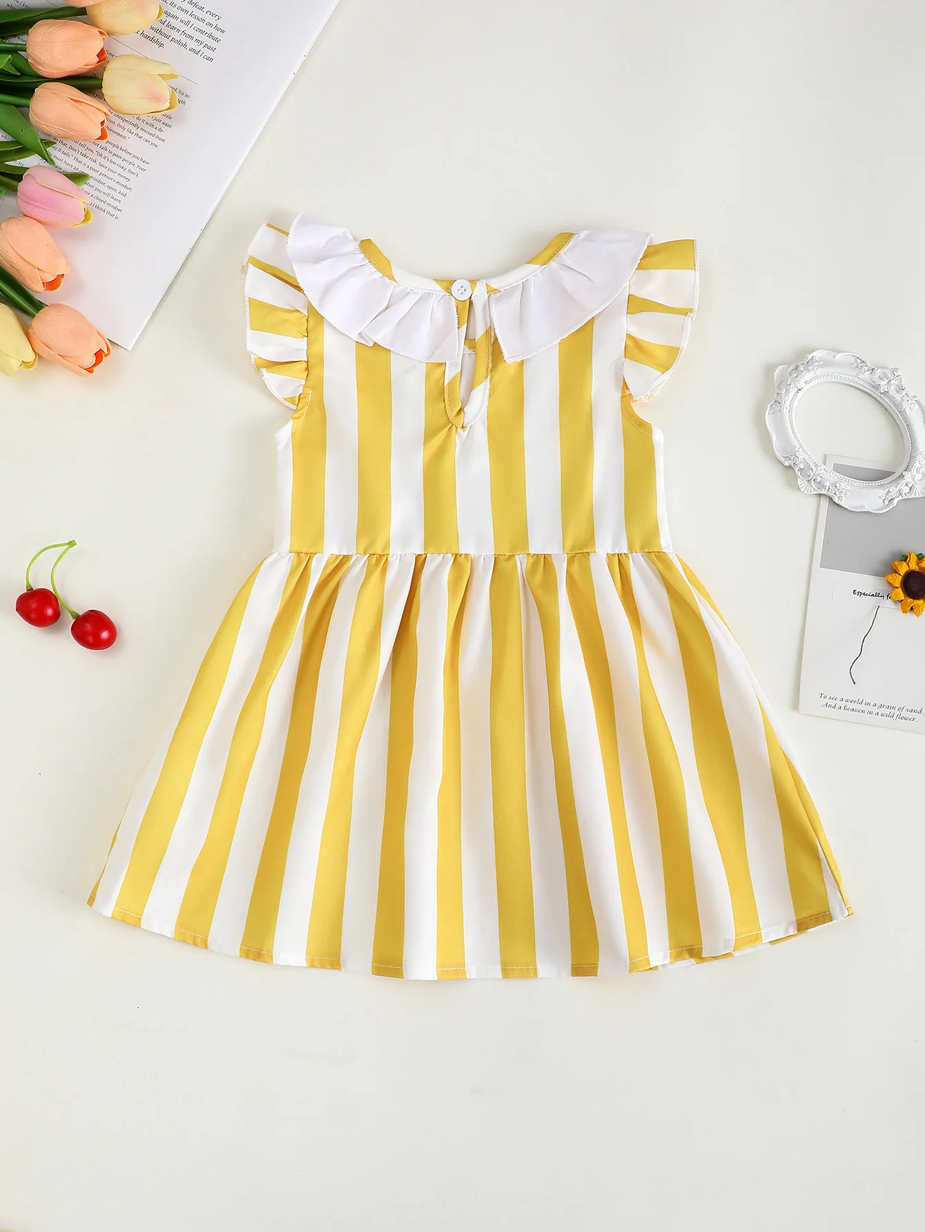 Baby Girl Summer round Neck Sleeveless Embroidered Flower Pattern Dress Infant Clothing Toddler Girls' Outfit