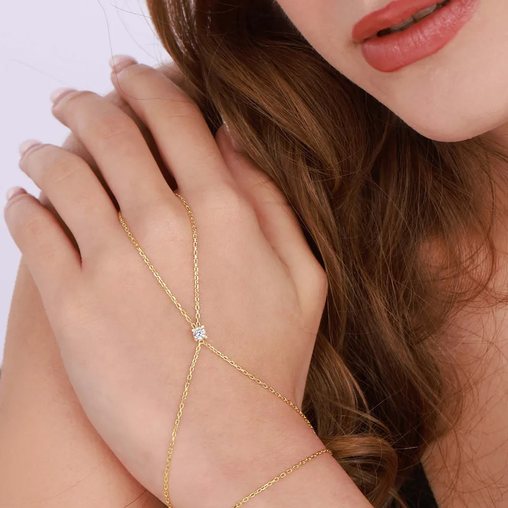 Cross-border bridal finger bracelet sexy integrated back chain rhinestone bracelet accessories bracelet
