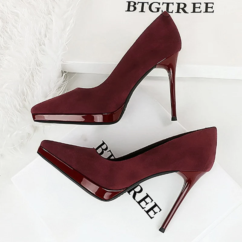 BIGTREE Extreme Spring Pointed Toe Platform Pumps Woman Fashion Thin Heels Elegant Wedding Ladies Shoes Zapatillas De Mujer