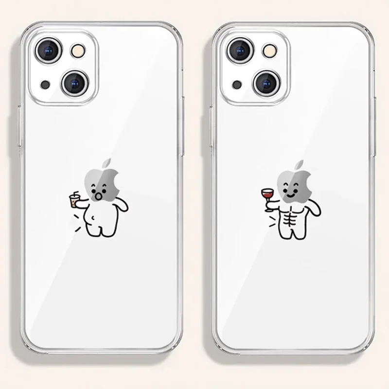 Funny Matchstick Men Clear Couple Phone Case For iPhone 14 15 13 11 12 16 Pro Max Mini XR SE4 7 8 Plus 16E Paired Cover Shell - Image 2