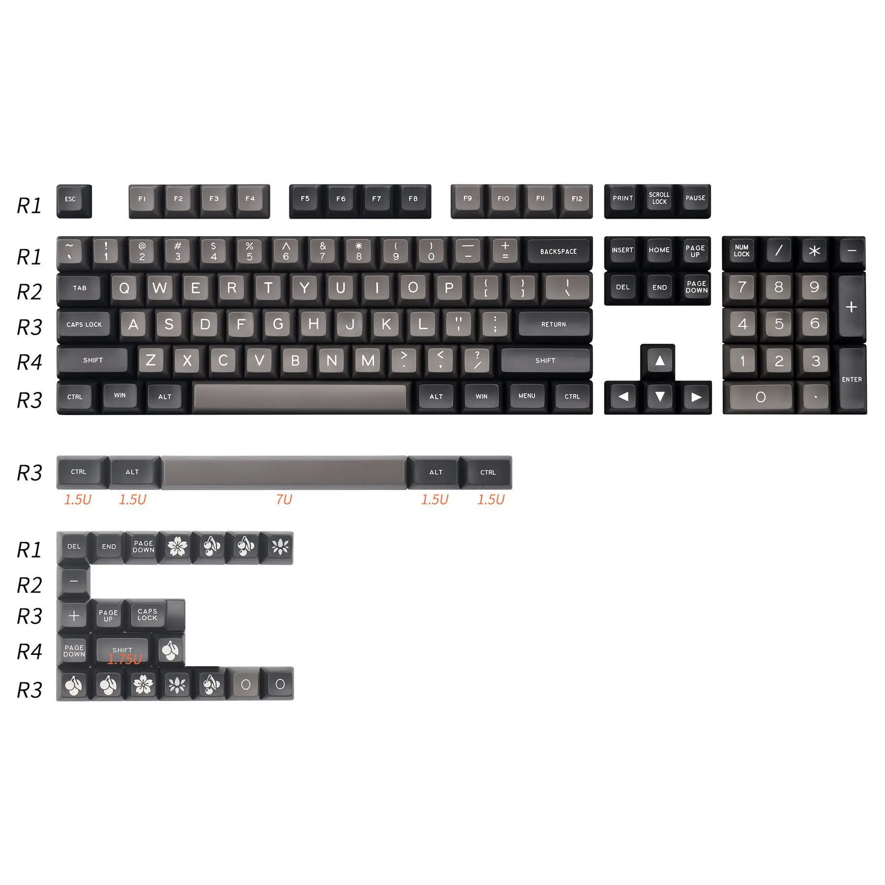 MAXKEY Dolch SA Profile Keycaps Doubleshot ABS Material for Mechanical Keyboard Kit