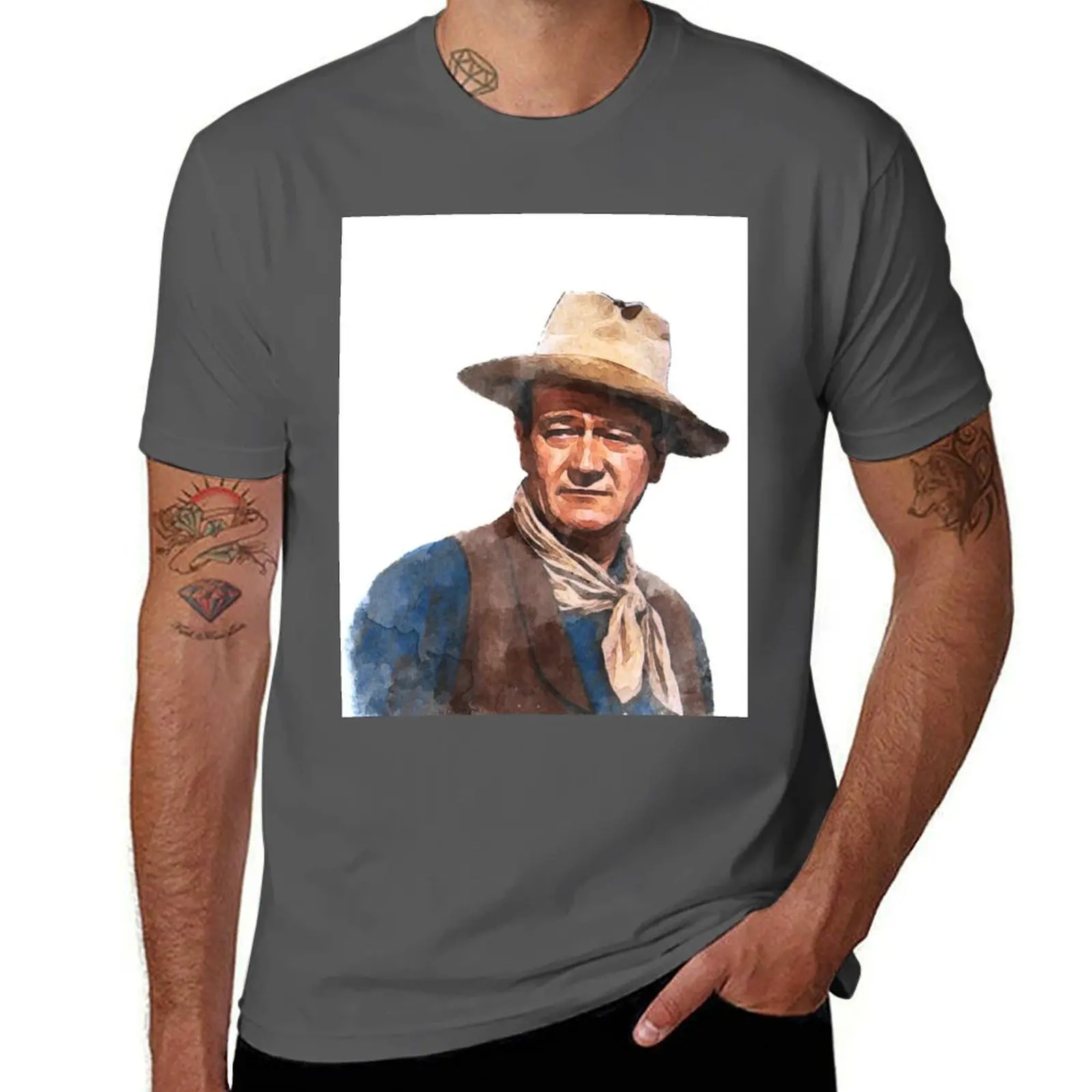 

John Wayne The Duke - Watercolor T-Shirt Basic Short Sleeve T-Shirt for Men